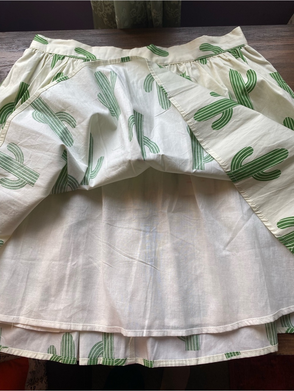 Modcloth Cream Skater Skirt with Green Cactus Print - Picture 5 of 9